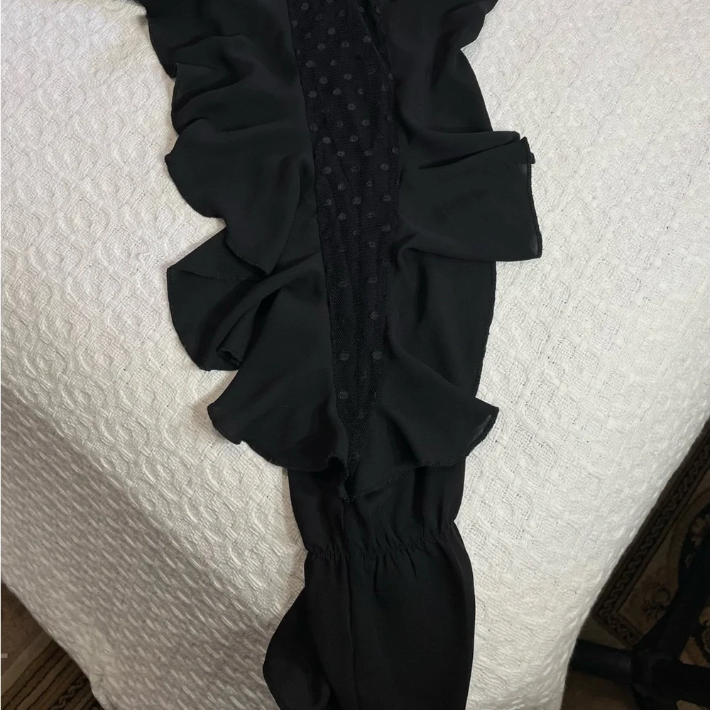 LOFT Black Ruffle Sleeve Blouse~ Size‎ Small  Evening out  or Elegant Casual